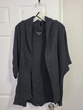 I.N. Studio Open Chunky Dolman Sweater Cardigan in Charcoal Gray  1X
